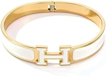 Elegant Two-Tone Cuff Bracelet, White and Rose Gold Plated Metal, Modern Geometric Design, Fashio... | Amazon (US)