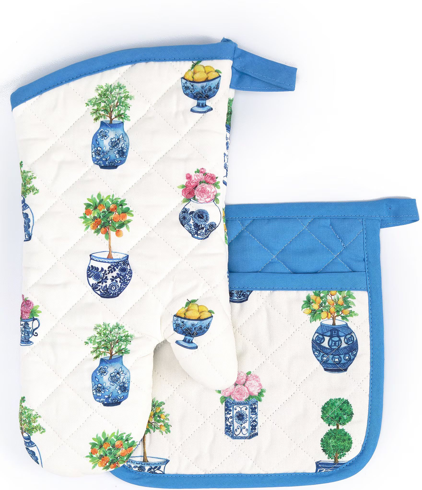 Chinoiserie Floral Oven Mitt and Potholder Set | Dillard's