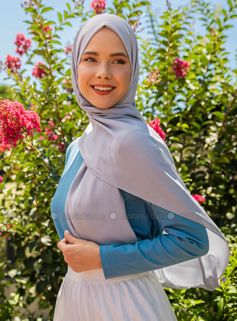 Silver Gray - Plain - Crepe - Shawl -  Şal | Modanisa (US)