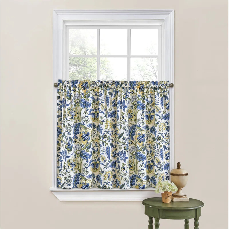 Imperial Dress Floral Cotton Blend Ruffled Cafe Curtain | Wayfair North America