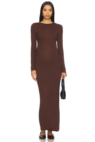 BUMPSUIT Soft Rib Maxi Dress in Chocolate from Revolve.com | Revolve Clothing (Global)