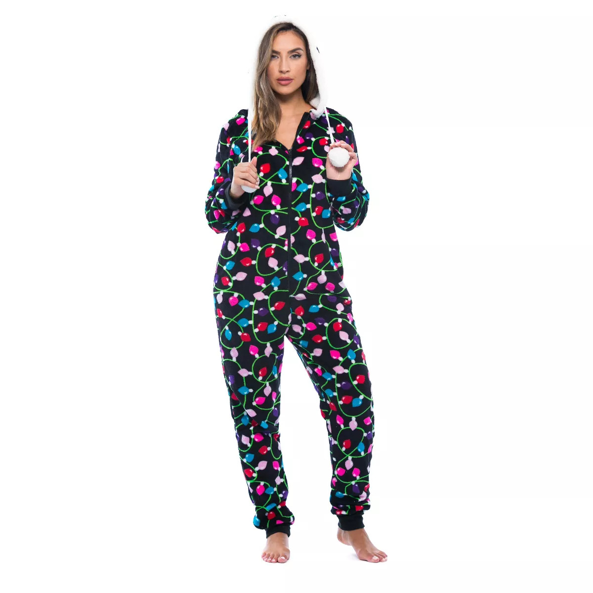 Just Love Womens One Piece Winter Holiday Adult Onesie Faux Shearling Lined Hoody Xmas Pajamas | Target