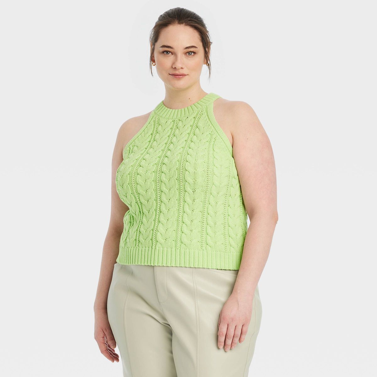 Women's Halter Neck Pullover Sweater - A New Day™ Green 1X | Target