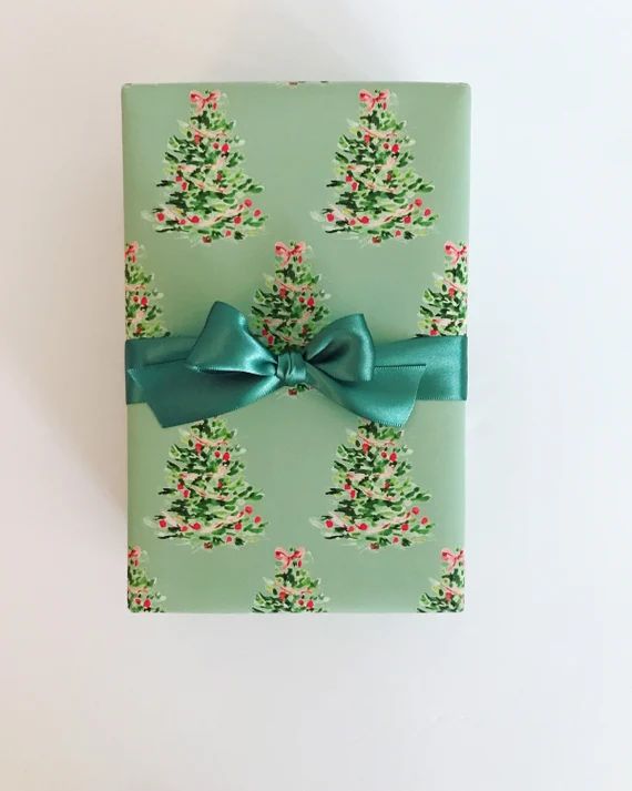 Wrapping Paper: Oh Christmas Tree Sage gift Wrap Birthday - Etsy | Etsy (US)