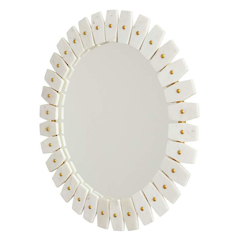 Dandridge  28 1/2" Wide White Marble and Brass Round Wall Mirror | Lamps Plus