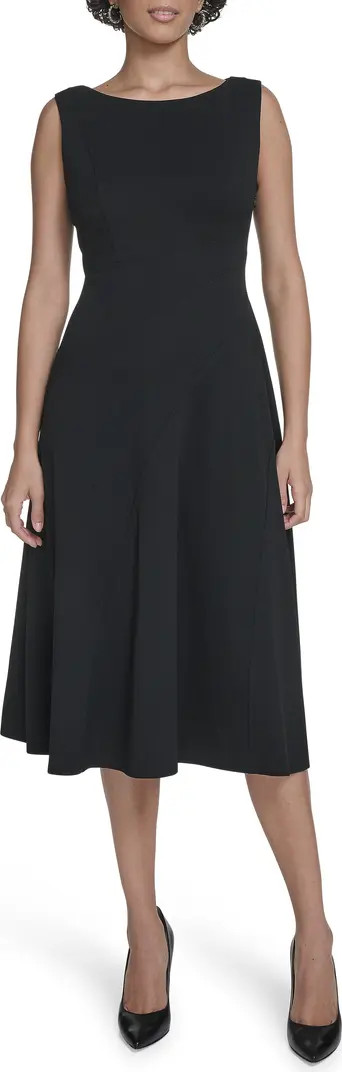 Calvin Klein Crepe Seam Midi A-Line Dress | Nordstromrack | Nordstrom Rack