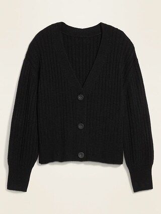 Slouchy Rib-Knit Button-Front Cardigan Sweater for Women | Old Navy (US)