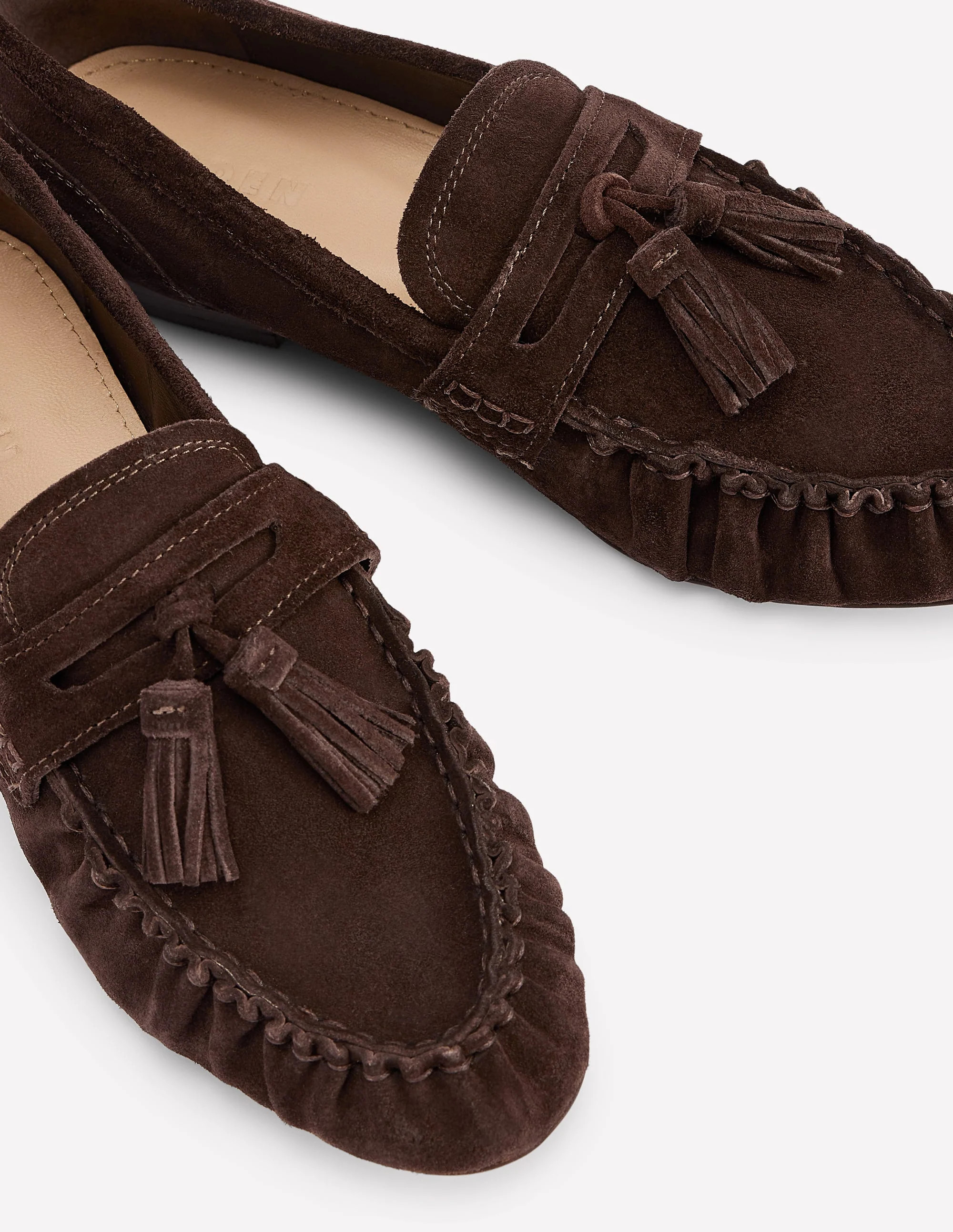 Soft Ruched Loafers-Chocolate | Boden UK
