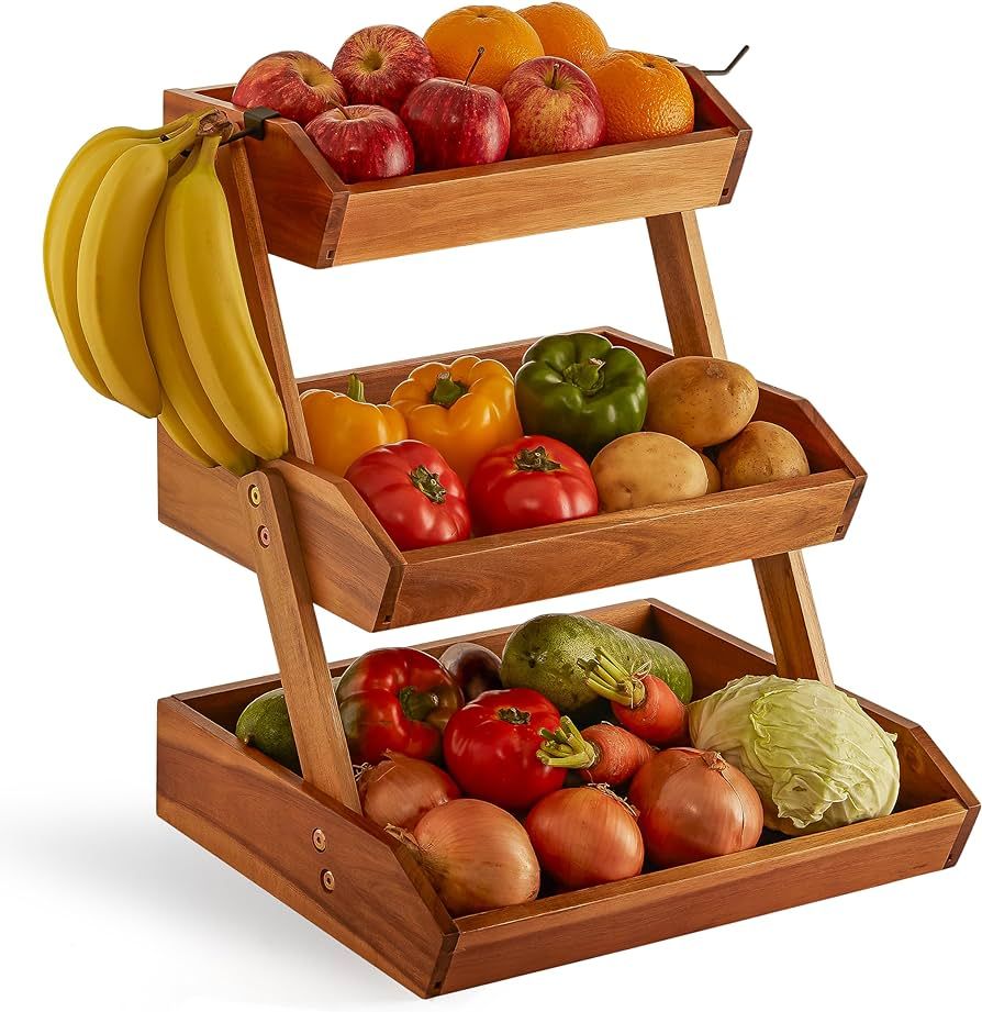 Super Large Size Fruit Basket, Fruit Bowl, 3 Tier Fruit Basket for Kitchen, Fruit Stand Storage H... | Amazon (US)