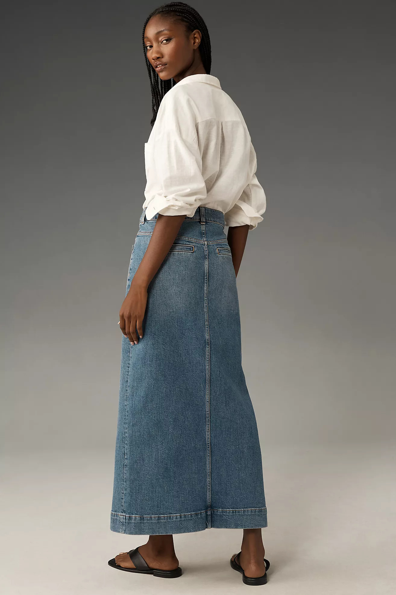 Pilcro Denim Button-Front Midi Skirt | Anthropologie (US)