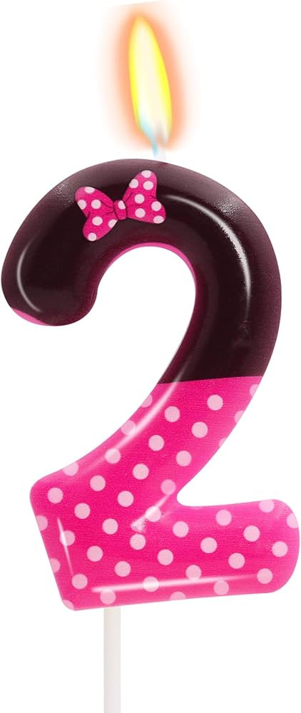 2nd Pink Black Birthday Candles for Girls, Pink Mouse Cake Topper Cupcake Decor, Cartoon Themed B... | Amazon (US)