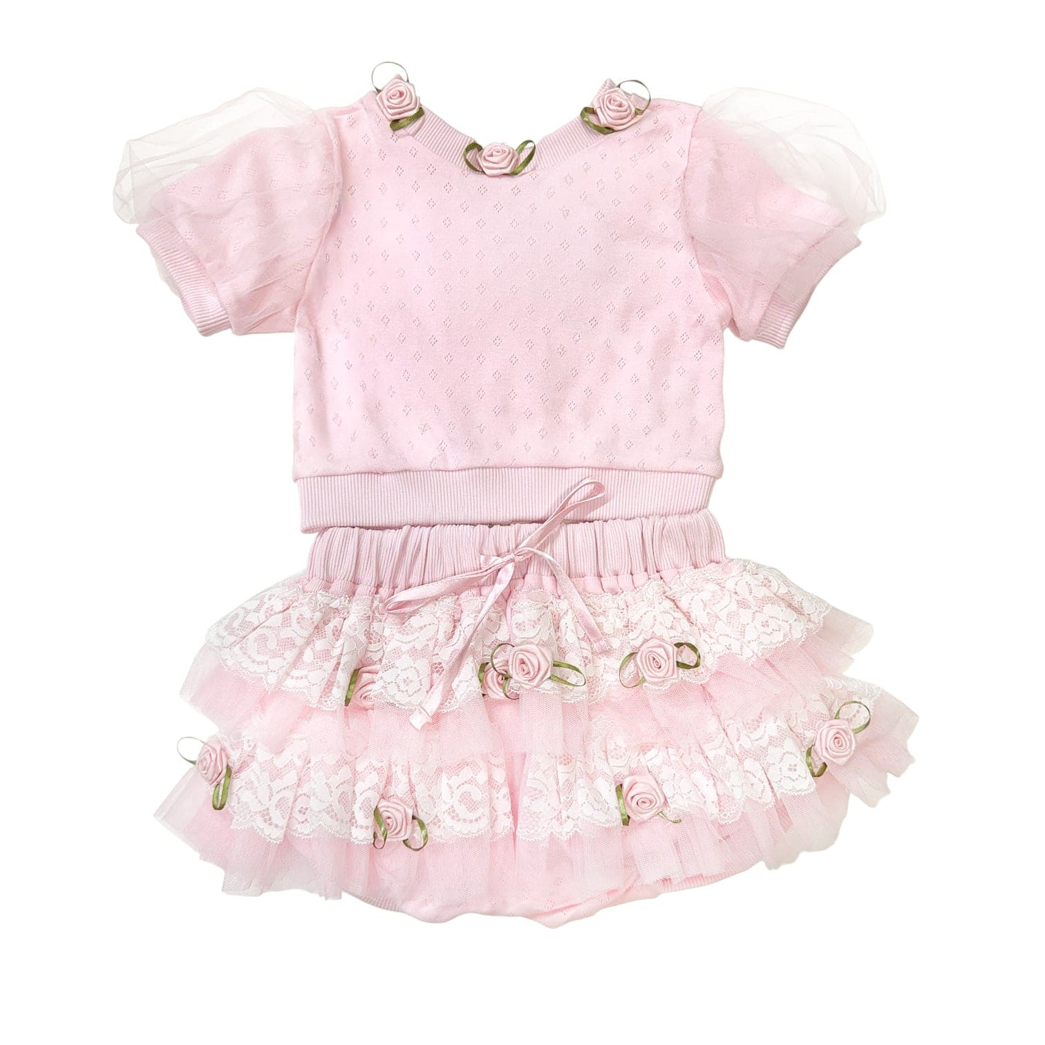 Harlow Pink Embroidered Top and Bloomers Set | petite maison kids