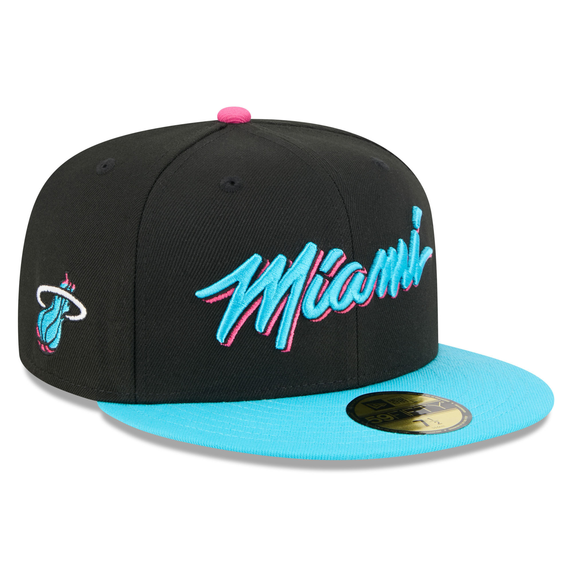 Men's New Era Black/Turquoise Miami Heat 2025/26 City Edition 59FIFTY Fitted Hat | NBA Shop