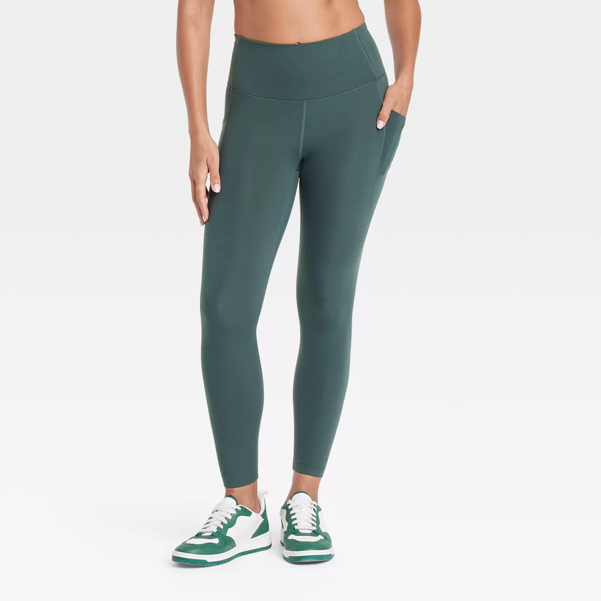 Women's Dynamic Flex High-Rise Pocketed 7/8 Leggings - All In Motion™ Dark Green L | Target