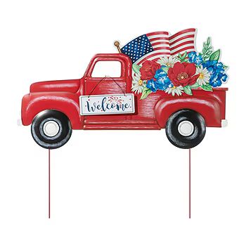 Glitzhome 23.5"L Metal Patriotic Truck 4th of July Holiday Yard Art | JCPenney
