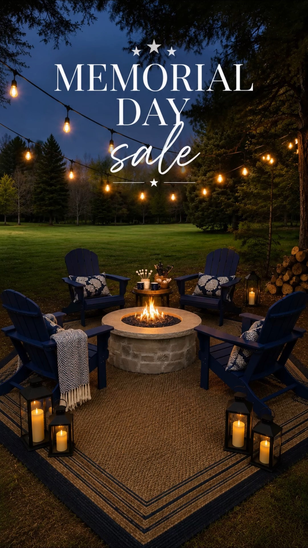 Memorial Day outdoor patio sale • backyard decor • fire pit seating • camp setup ✨

I gave our campfire space a full refresh with navy Adirondacks, cozy throws, outdoor lighting, and the prettiest fire pit centerpiece.

Everything is linked here before the sale ends—perfect for your backyard, lake house, cabin, patio, or camp.

#LTKHome #LTKSaleAlert #LTKmomlife