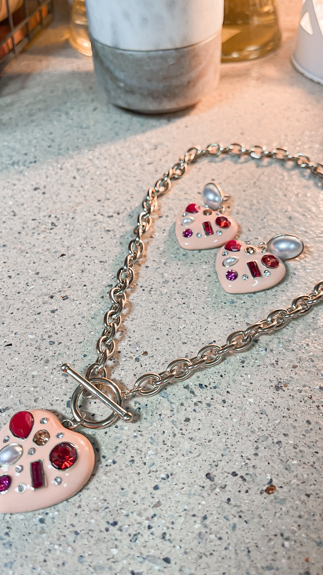 The prettiest pink heart necklace + earrings set! ❤️🩷

#LTKgrwm #LTKootd #LTKValentine