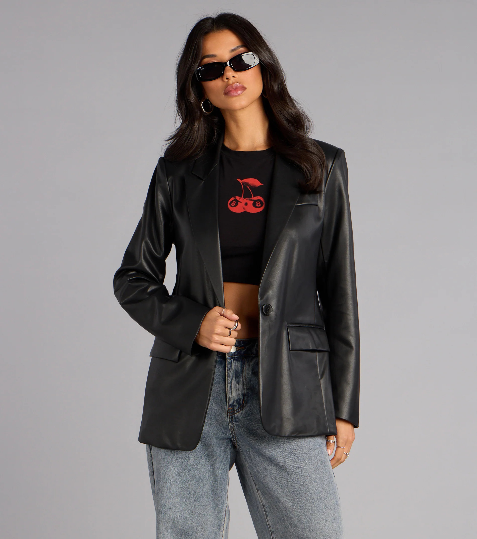 Keep It Trendy Oversized Faux Leather Blazer | Windsor Stores