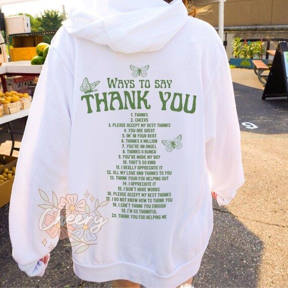 Ways to Say Thank You Hoodie Trend Sweatshirt VSCO Hoodie - Etsy | Etsy (US)