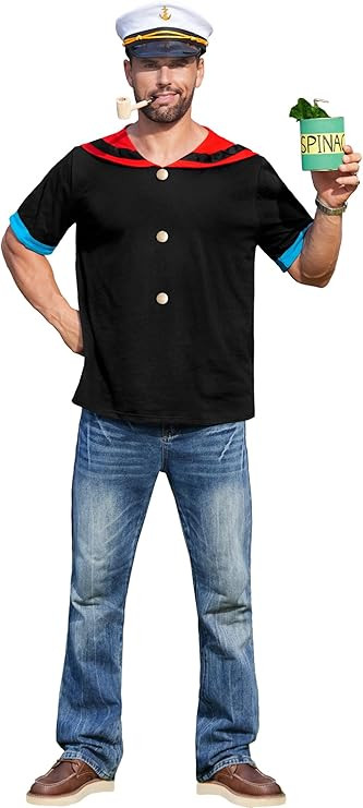 Arvilhill Mens Halloween Popeye Costume Adult Funny Sailor Outfit with Hat Pipe (S-3XL) | Amazon (US)