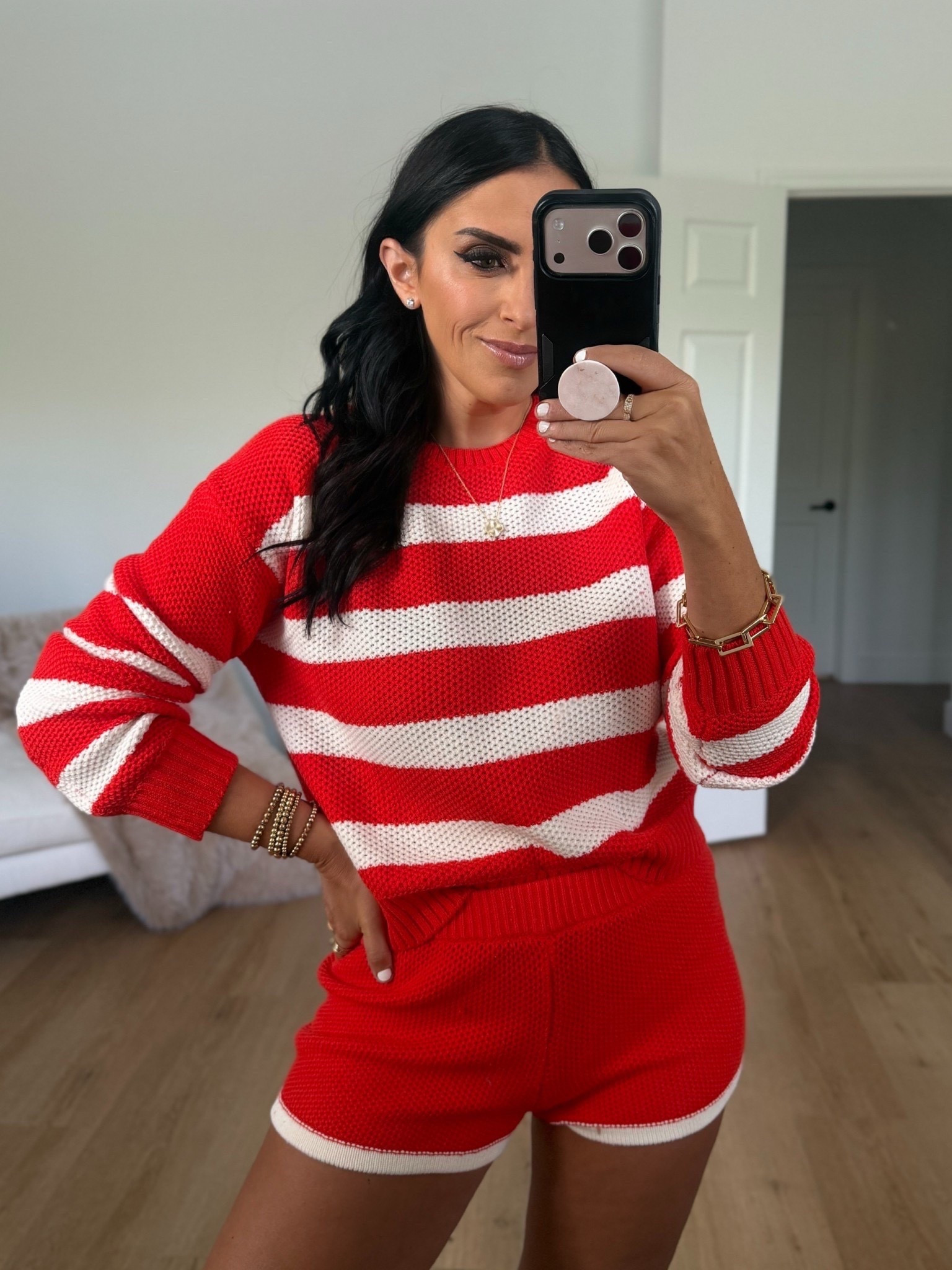 No Boundaries Drop Shoulder Crewneck Pullover Top and Shorts Set wearing size small. 