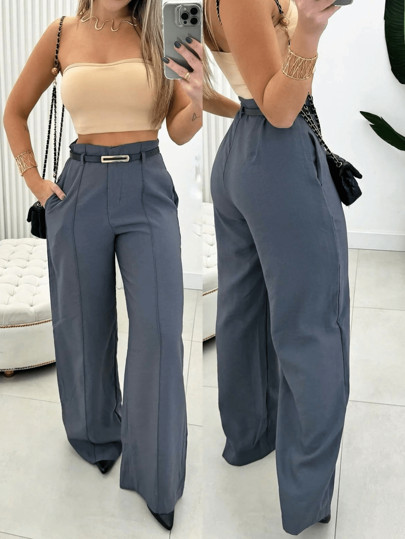 Calça Pantalona Com Cinto Alfaiataria Feminina | SHEIN