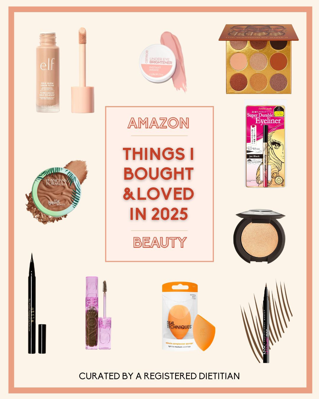 Amazon beauty finds I bought in 2025 and actually used on repeat.
This includes things like e.l.f. Halo Glow, my favorite long-wearing eyeshadow, a really good brightening under-eye concealer, and my ride-or-die drugstore bronzer! 

 #LTKFindsUnder50 #LTKBeauty