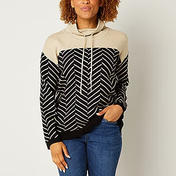 Liz Claiborne Womens Cowl Neck Long Sleeve Chevron Pullover Sweater | JCPenney