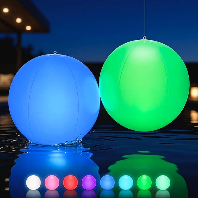 HAPIKAY Solar Floating Pool Lights - Pack of 2 Solar Powered Color Changing 14-inch Balls - Float... | Amazon (US)