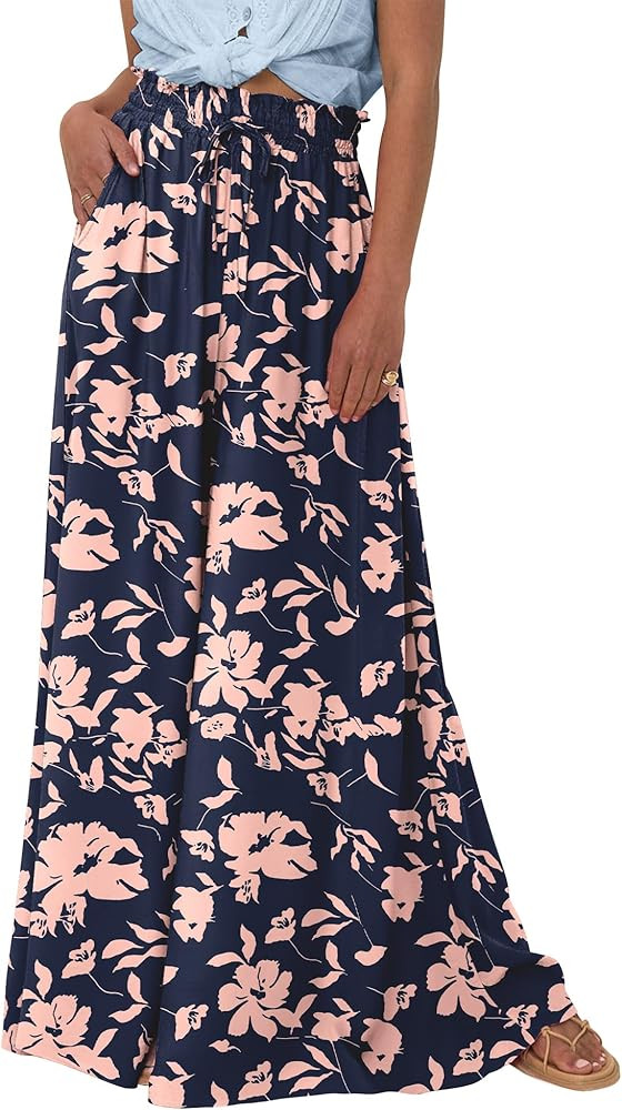 BTFBM Wide Leg Palazzo Pants for Women 2026 Summer Spring Casual High Waisted Flowy Trousers Boho... | Amazon (US)
