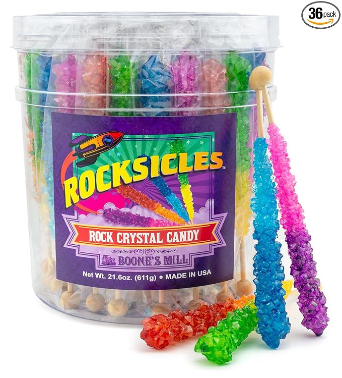 Boone's Mill Rocksicles - 36 Extra Large Rock Candy Sticks - Assorted Double Flavors | Amazon (US)