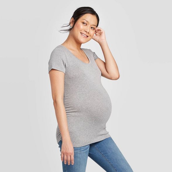 Short Sleeve Scoop Neck Side Shirred Maternity T-Shirt - Isabel Maternity by Ingrid & Isabel™ | Target