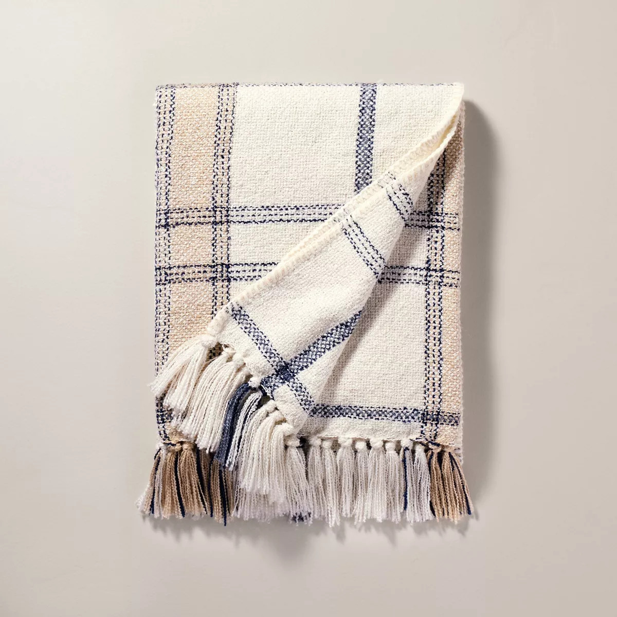 Soft Woven Plaid Throw Blanket Sour Cream/Blue - Hearth & Hand™ with Magnolia | Target
