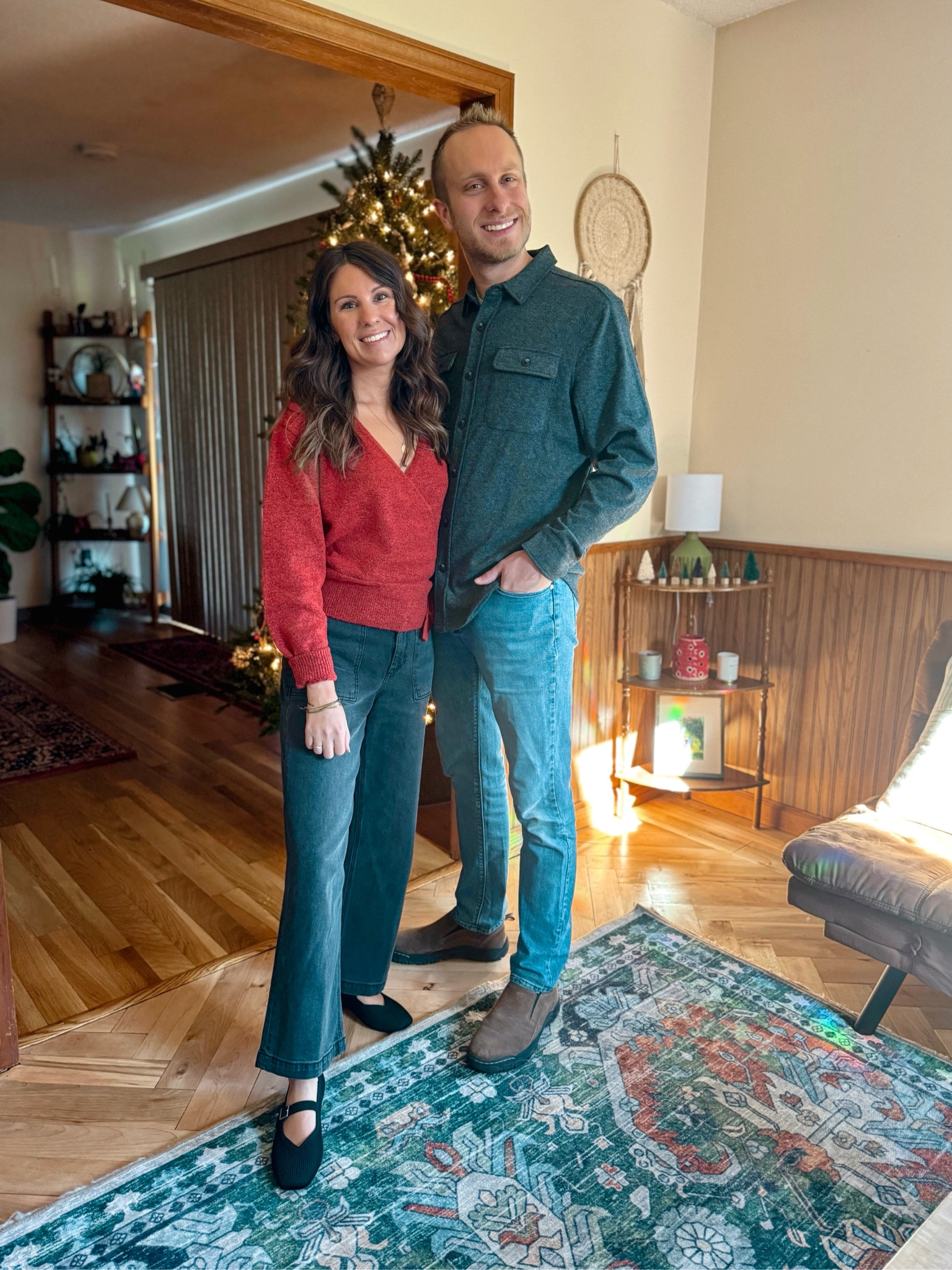 THANKSGIVING OUTFIT IDEAS/ CHRISTMAS OUTFIT IDEAS

My outfit: I’m wearing size xs in this cute red wrap sweater (also comes in black!) and size 0 in my jeans. I sized up a half size in my shoes for comfort and they fit great (I also linked a similar more affordable pair).

My husband: wearing size medium in his button up and size 32x32 in his jeans. His shoes are LL BEAN but I linked similar styles  #LTKHoliday

#LTKFindsUnder100 #LTKSeasonal