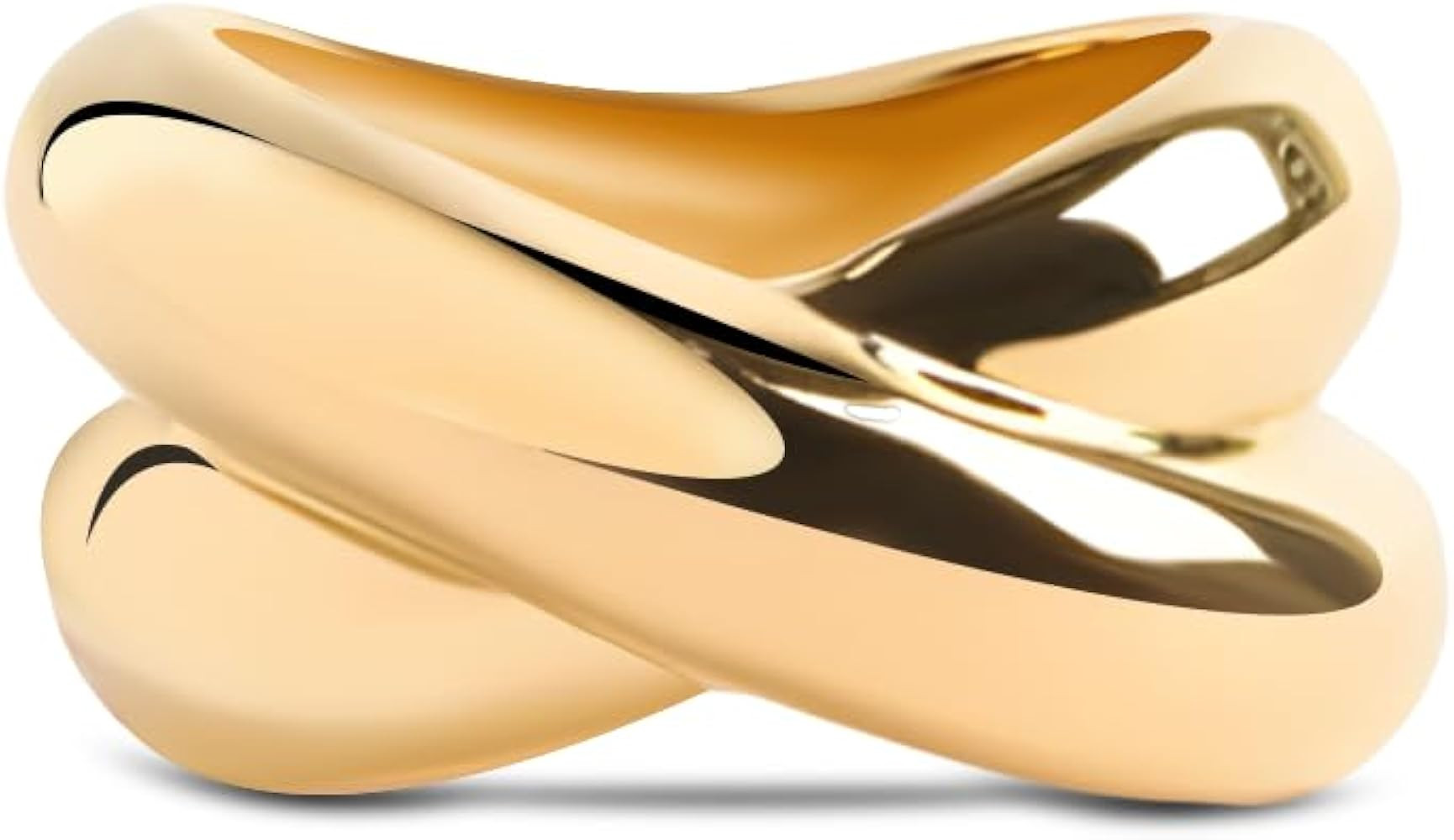 Women's 14K Gold Plated 925 Sterling Silver Intertwined Ring Bands, Elegant Statement Rings for H... | Amazon (US)