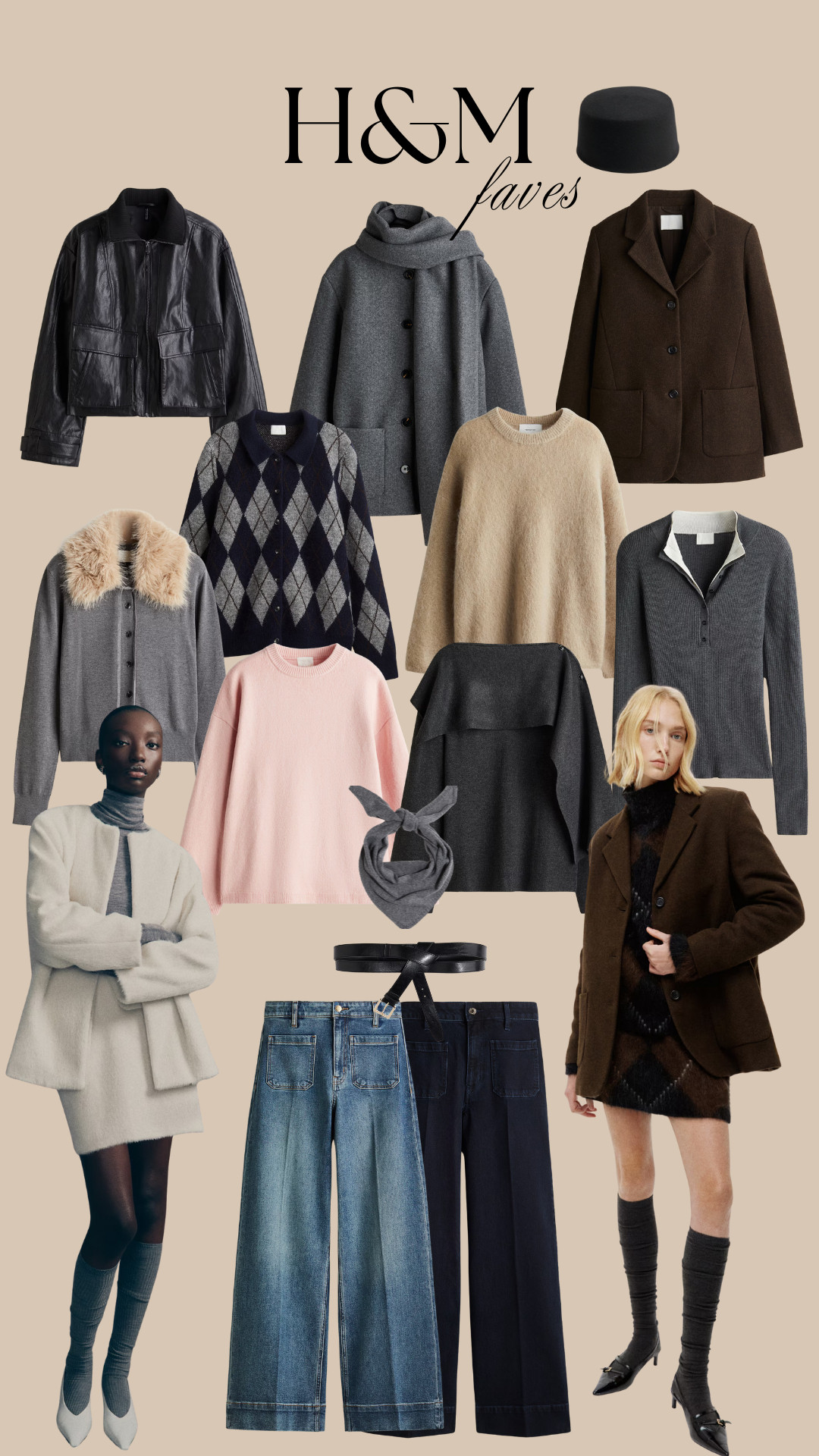 H&M Faves, Wool Hat, Coat, Scarf, Cardigan, Blazer, Aviator Jacket, Jeans, Skirt, Jacket 

 #LTKuk #LTKautumn #LTKwinter