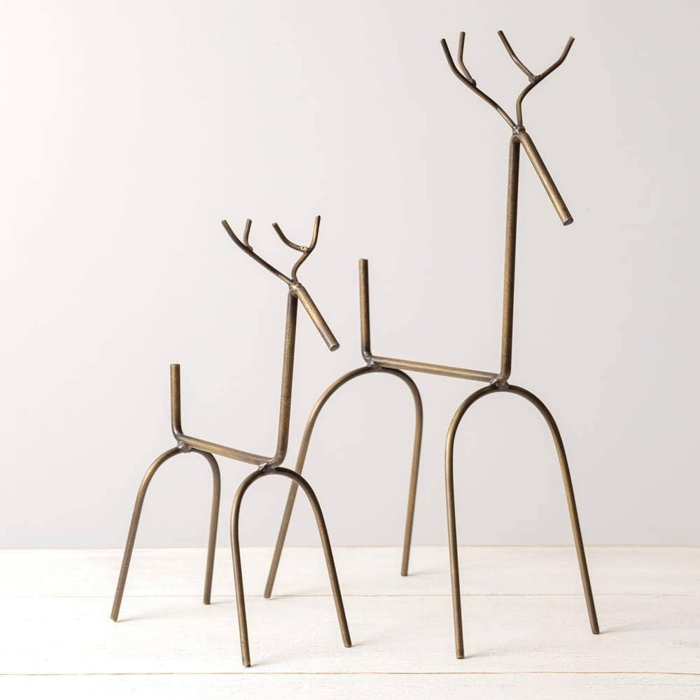 Set of Two Modern Reindeer - Antique Brass | Amazon (US)
