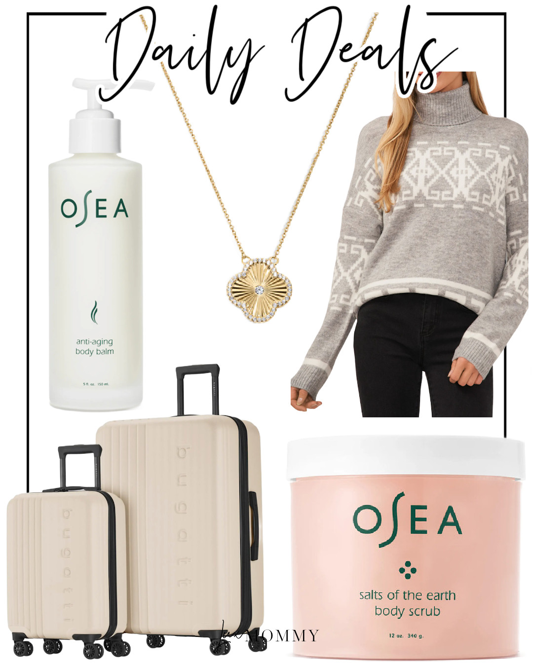 Daily Deals, Deals of the day!!
bugatti, Hardside Luggage Set, Fair Isle Turtleneck Sweater, Osea, Anti-Aging Body Balm, Body Scrub, Clover Necklace
 

 #LTKselfcare #LTKBeauty #LTKTravel