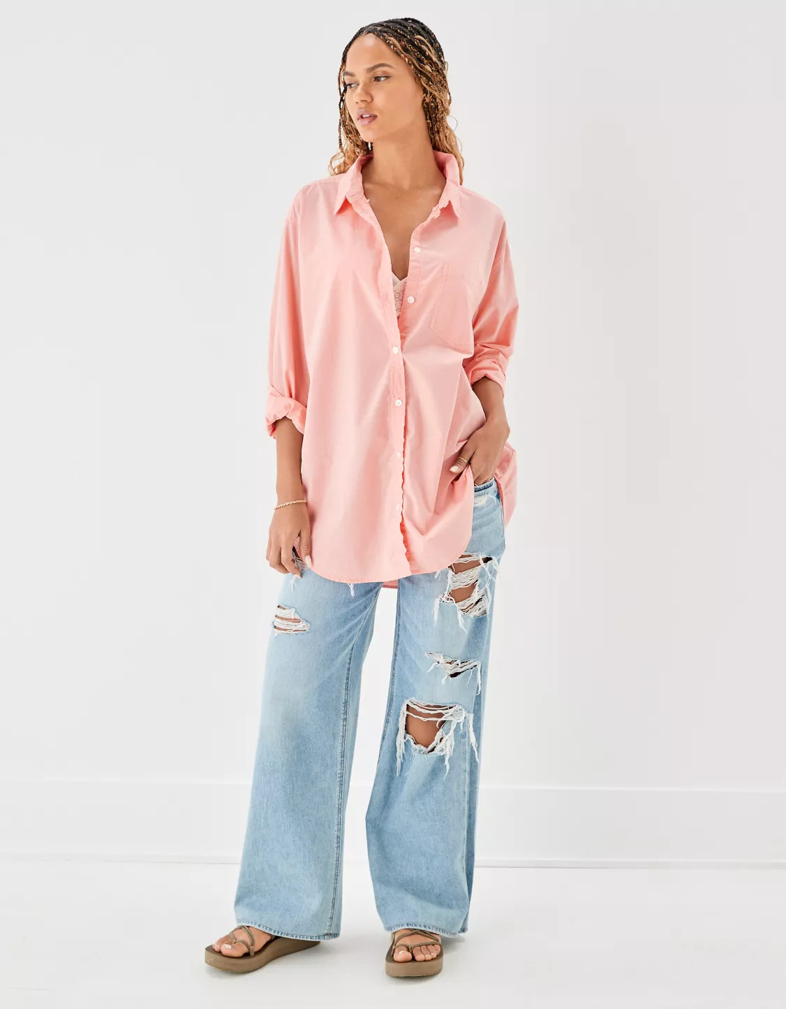 AE Oversized Button-Up Shirt | American Eagle Outfitters (US & CA)
