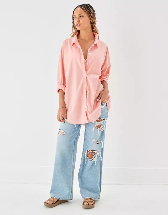 AE Oversized Button-Up Shirt | American Eagle Outfitters (US & CA)