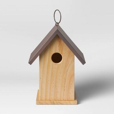 12.4&#34; x 7&#34; Wood and Iron Bird House Brown - Smith &#38; Hawken&#8482; | Target