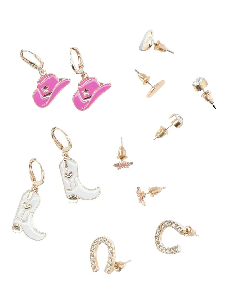 No Boundaries Cowgirl Chic Earrings Set, 6-Pack, Women’s | Walmart (US)