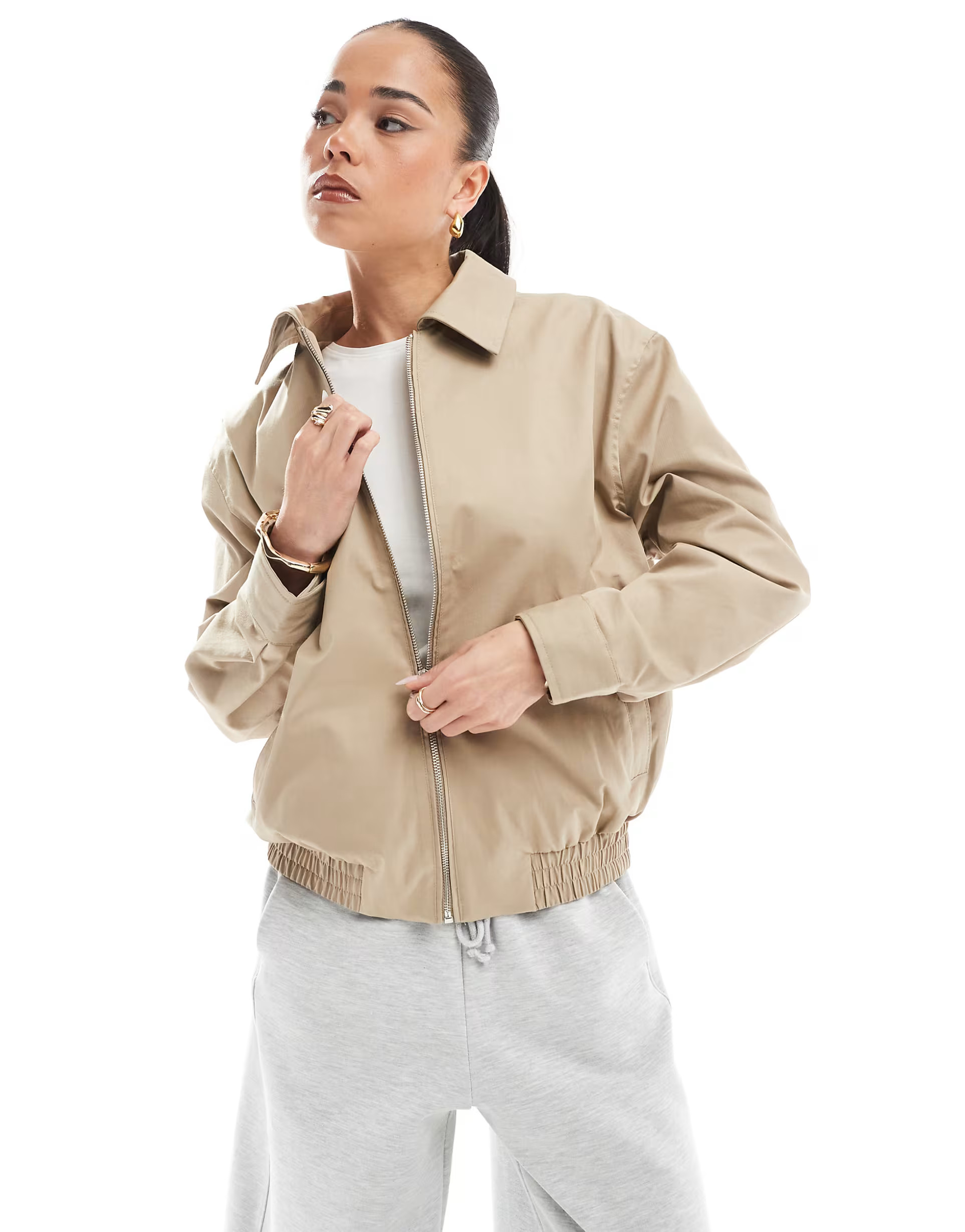 Pull&Bear Harrington jacket in beige | ASOS | ASOS (Global)