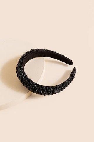 Susan Black Padded Beaded Headband | Francesca's