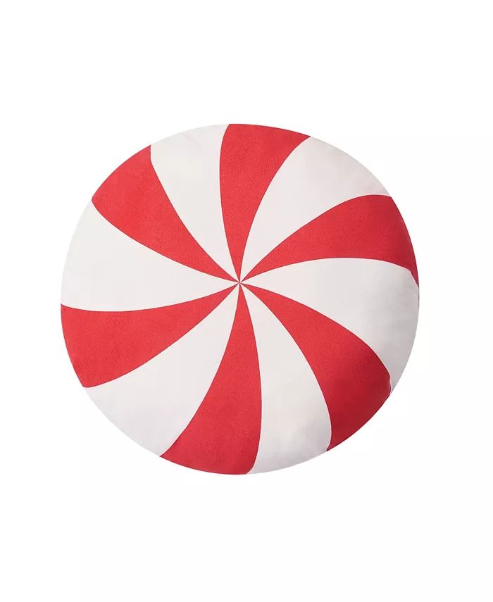 Holiday Peppermint Decorative Pillow, 13" Round | Macy's