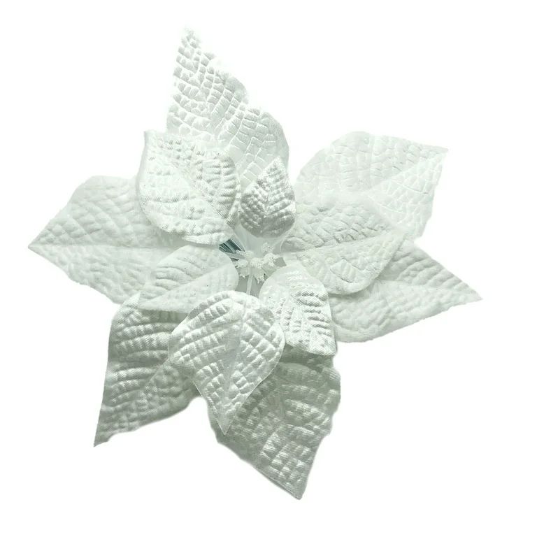 Holiday TimeHoliday Time White Velvet Poinsettia Christmas Clip Decorative Accent OrnamentUSD$0.9... | Walmart (US)
