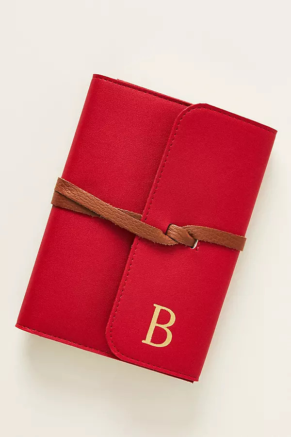 Monogram Faux Leather Wrap Lined Journal | Anthropologie (US)
