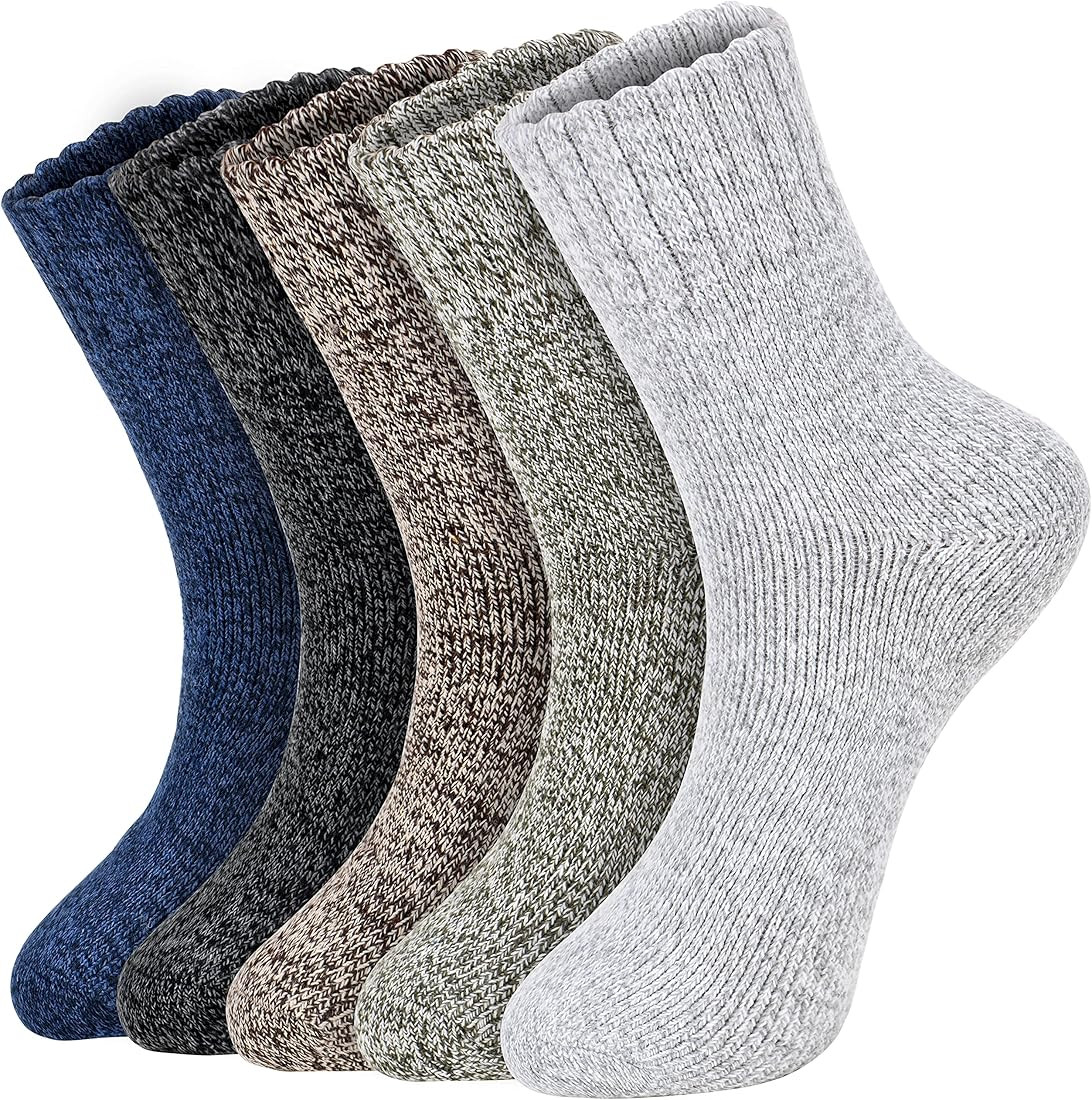 5 Pairs Wool Socks for Women - Womens Wool Socks Winter Socks for men Warm Thick Knit Wool Soft V... | Amazon (US)