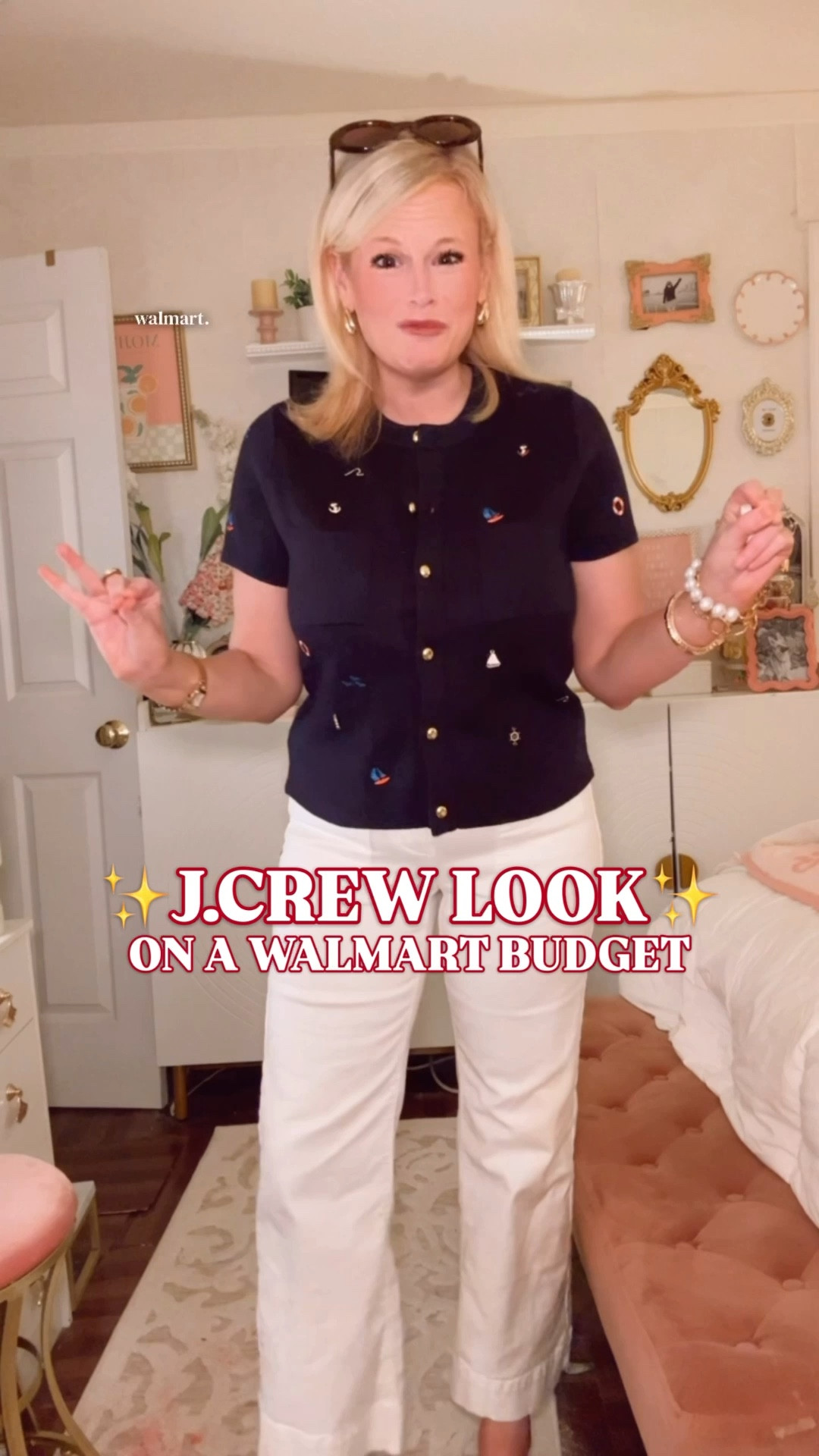 J.Crew summer catalog energy. Walmart price tag. ⚓️

This short sleeve cardigan has sold out multiple times for a reason, and now it’s back.

The navy base. The gold dome buttons. The clean crewneck. The patch pockets. Then the detail that makes it feel so much more special than a basic cardigan: the nautical embroidery.

Anchors. Sailboats. Coastal icons scattered in that polished, intentional way that feels straight out of a J.Crew or Vineyard Vines summer edit. It reads East Coast preppy. New England summer. Quietly expensive.

55% cotton, 35% viscose, 10% nylon. No polyester. Lightweight but still substantial, breathable, smooth, and structured enough to hold its shape.

Under $30 and every detail is working like something that would retail for triple.

I’m in a medium. True to size. Size up if you want a more relaxed fit.

Wear it buttoned as a top or open as a layer with white denim, shorts, trousers, or over your shoulders with a dress.

It works for:
⚓️ work outfits women
⚓️ spring outfits women
⚓️ coastal style outfits
⚓️ nautical outfits women
⚓️ preppy summer outfits
⚓️ casual work outfits
⚓️ look for less preppy style

preppy cardigan women, navy cardigan women, nautical sweater women, coastal style outfits women, j crew inspired outfits women, vineyard vines style women, preppy summer outfits, new england summer outfit women, navy knit cardigan women, short sleeve cardigan women, gold button cardigan women, work cardigan women, spring outfits women, look for less preppy style, affordable j crew style clothing, walmart fashion finds, walmart style women, free assembly cardigan

#LTKFindsUnder50 #PreppyStyle #CoastalStyle #NauticalStyle #LookForLess #JCrew #VineyardVines #WalmartStyle #WalmartFinds

#LTKWorkwear #LTKSeasonal #LTKOver40