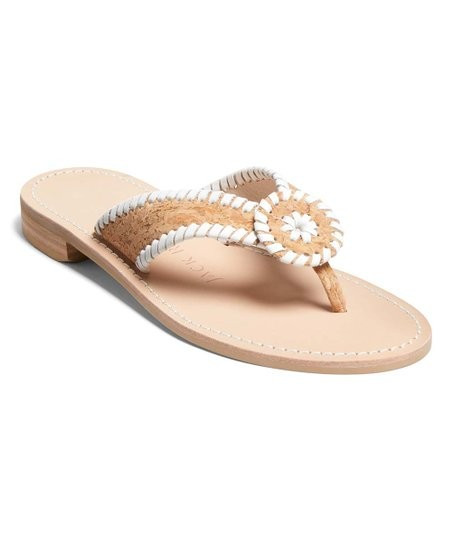 Natural Cork & White Ro Leather Sandal - Women | Zulily